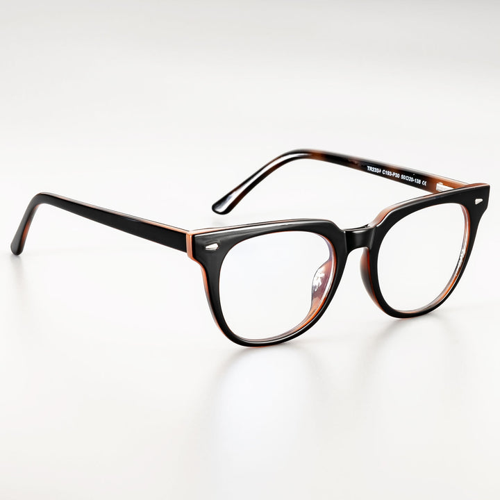 CCspace Unisex Full Rim Oval Square Tr 90 Titanium Frame Eyeglasses 51026 Full Rim CCspace BlackBrown