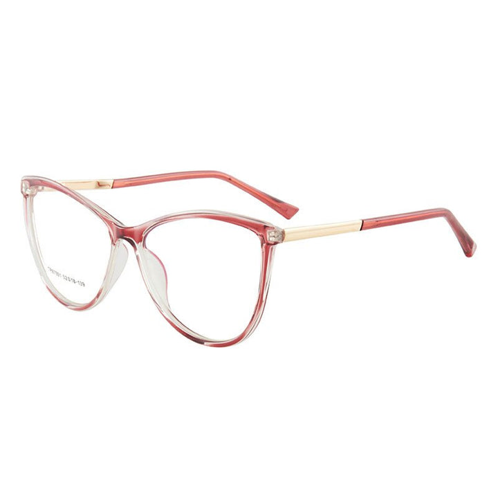 Hotony Woman's Full Rim Cat Eye TR 90 Resin Alloy Frame Eyeglasses 7001 Full Rim Hotony Red