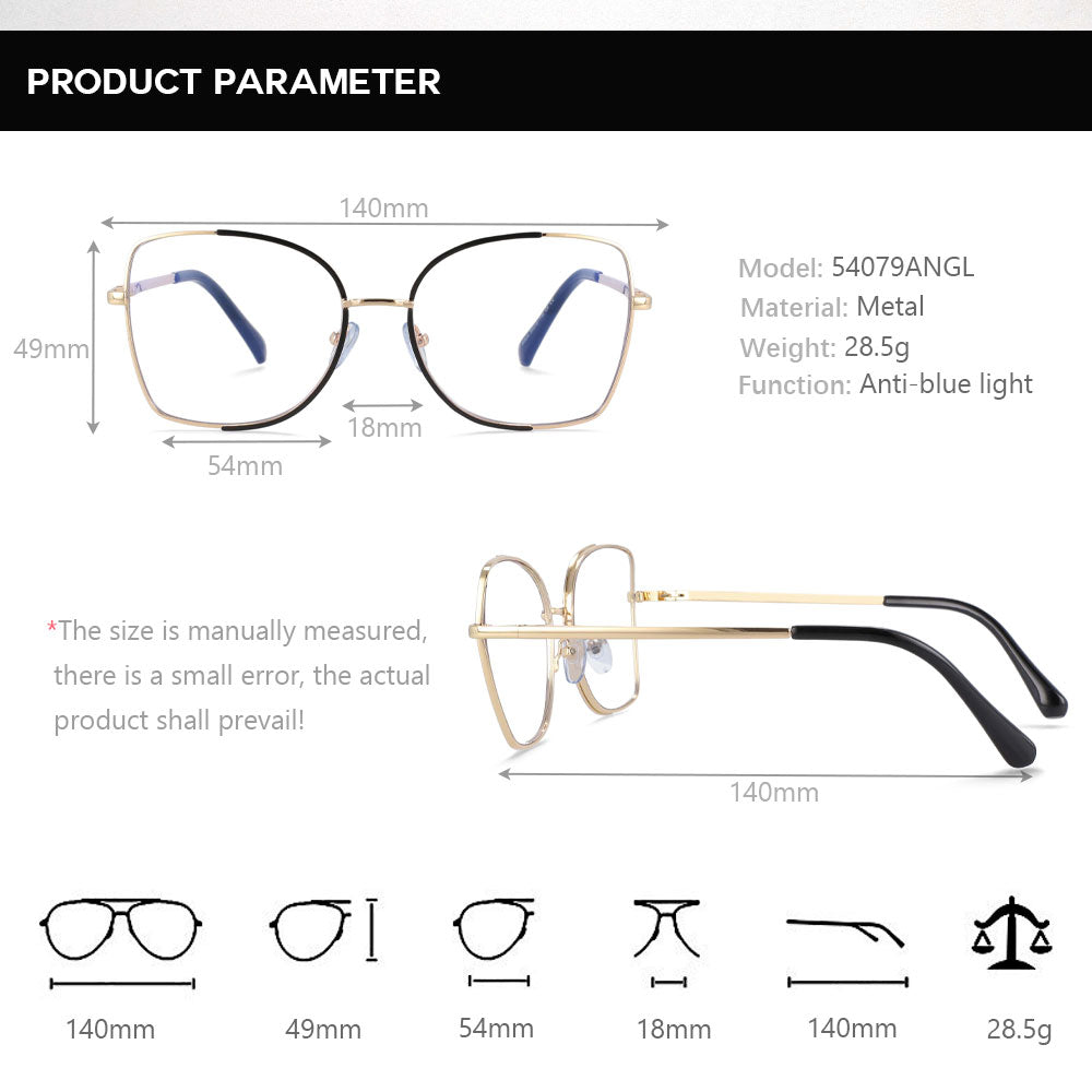 CCspace Unisex Semi Rim Square Alloy Frame Eyeglasses 54079 Semi Rim CCspace