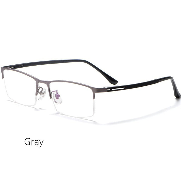 Yimaruili Unisex Semi Rim Titanium Alloy Frame Eyeglasses P9916 Semi Rim Yimaruili Eyeglasses Gray China