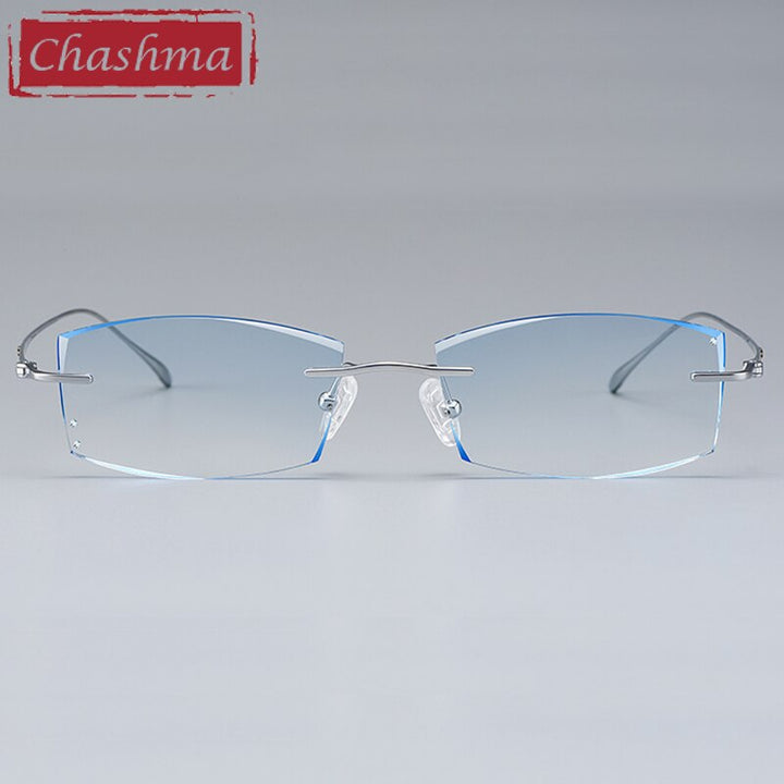 Chashma Ottica Unisex Rimless Rectangle Titanium Eyeglasses Tinted Lenses 9083 Rimless Chashma Ottica   