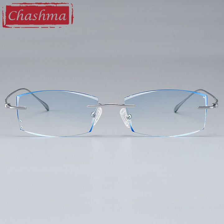 Chashma Ottica Unisex Rimless Rectangle Titanium Eyeglasses Tinted Lenses 9083 Rimless Chashma Ottica