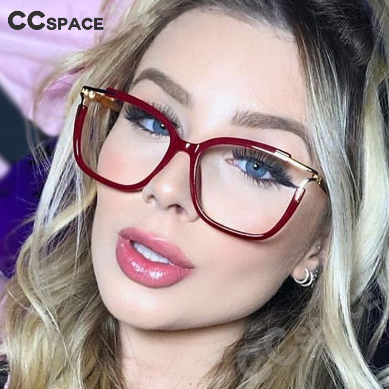 CCspace Unisex Full Rim Square Cat Eye Acetate Frame Eyeglasses 48054 Full Rim CCspace