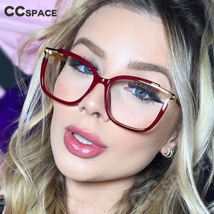 CCspace Unisex Full Rim Square Cat Eye Acetate Frame Eyeglasses 48054 Full Rim CCspace