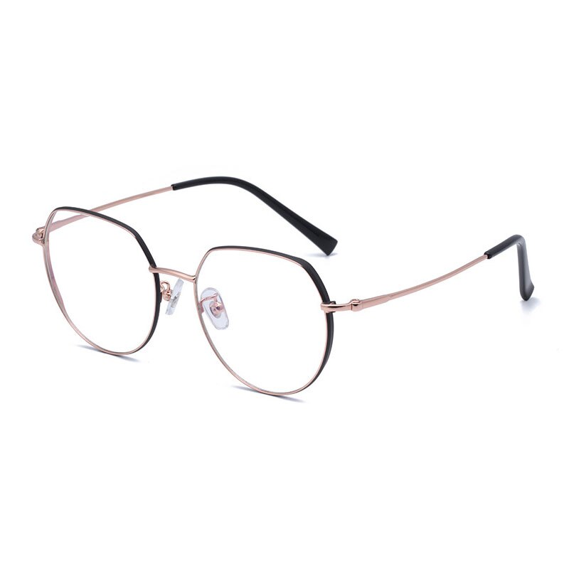 Hotony Unisex Full Rim Alloy Round Frame Eyeglasses 1121 Full Rim Hotony Rose Gold Black