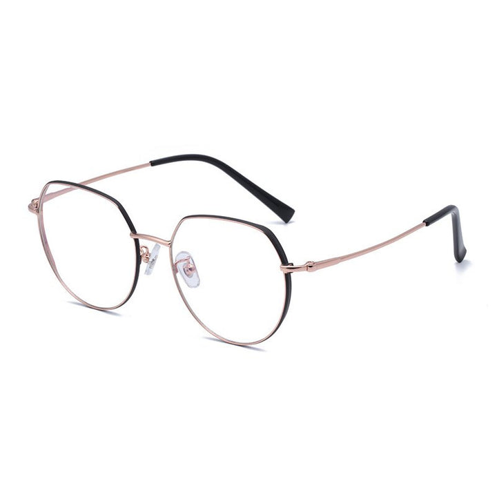 Hotony Unisex Full Rim Alloy Round Frame Eyeglasses 1121 Full Rim Hotony Rose Gold Black
