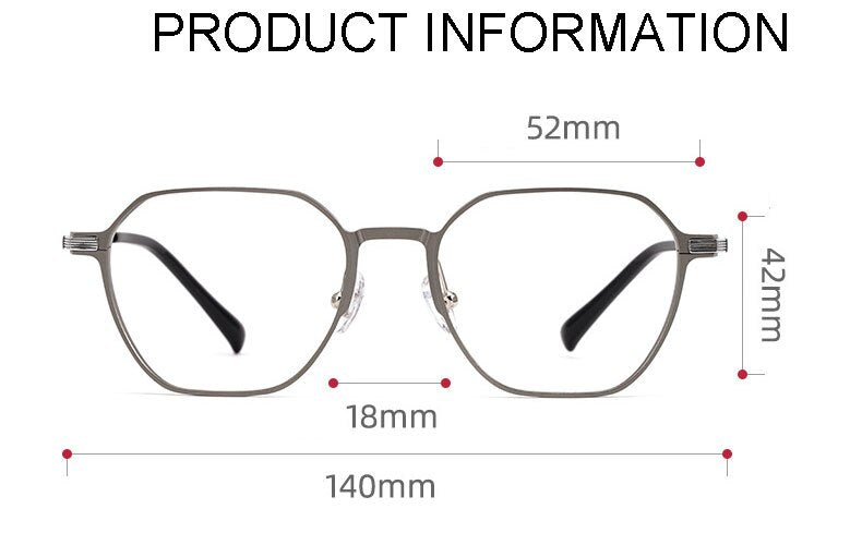 Handoer Unisex Full Rim Polygonal Square Aluminum Magnesium Alloy Eyeglasses 5052 Full Rim Handoer