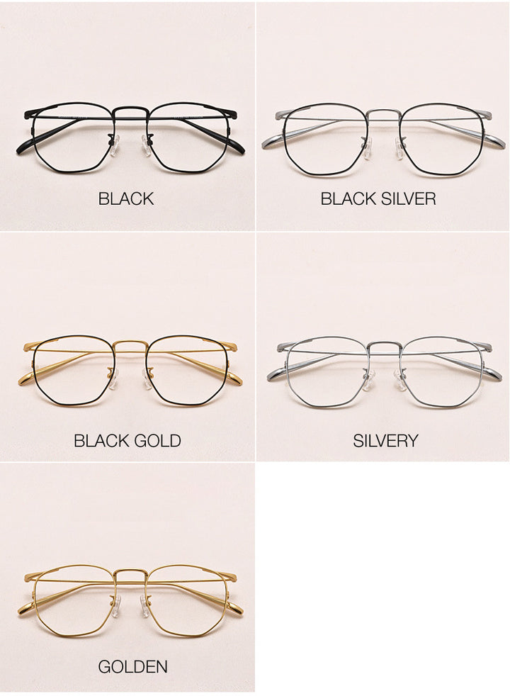 Muzz Men's Full Rim Round Polygon Titanium Frame Eyeglasses S10901 Full Rim Muzz