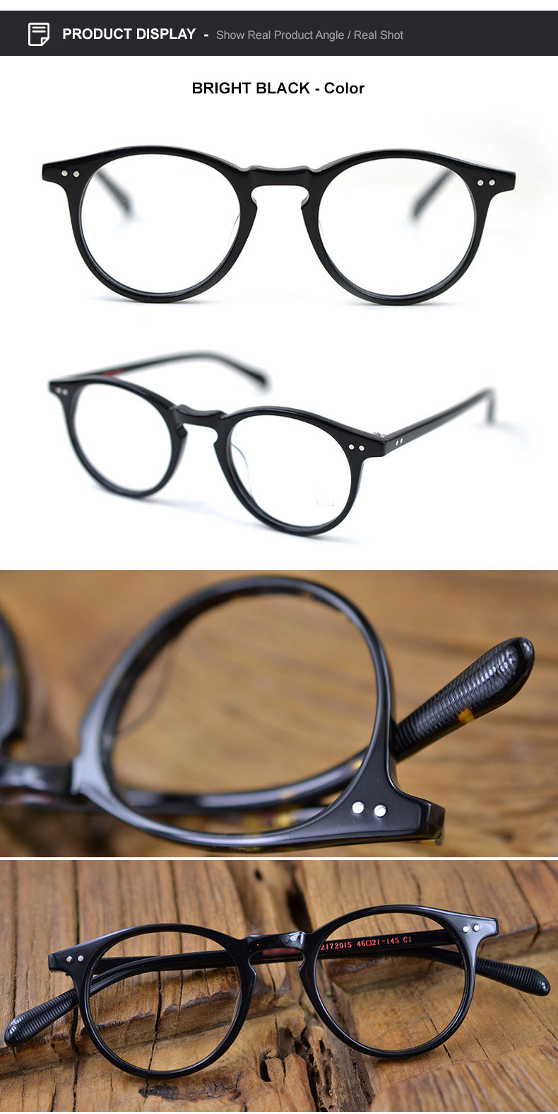 Chashma Men's Full Rim Round Acetate Frame Eyeglasses 2172015 Full Rim Chashma