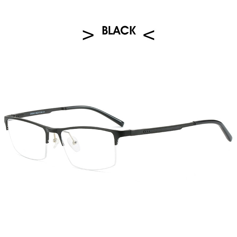 Hdcrafter Men's Semi Rim TR 90 Titanium Alloy Square Frame Eyeglasses P6342 Semi Rim Hdcrafter Eyeglasses black