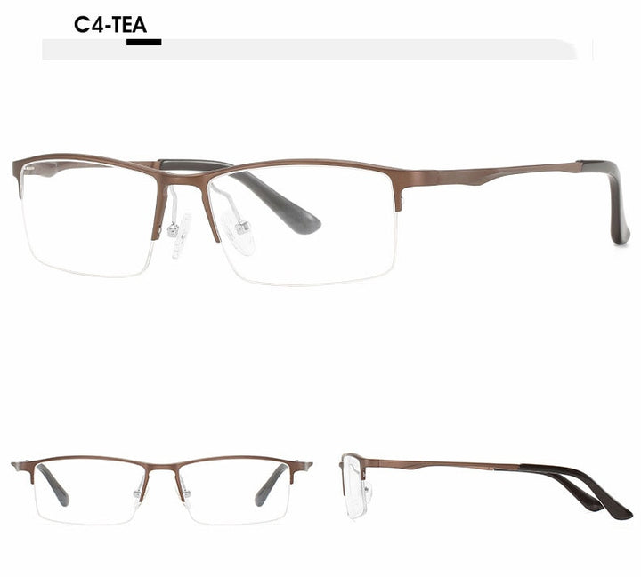 Hotochki Unisex Semi Rim Aluminum Magnesium Alloy Frame Eyeglasses 6297 Semi Rim Hotochki