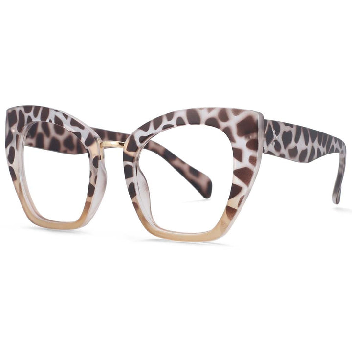 CCspace Unisex Full Rim Oversized Cat Eye Resin Frame Eyeglasses 54045 Full Rim CCspace leopard B