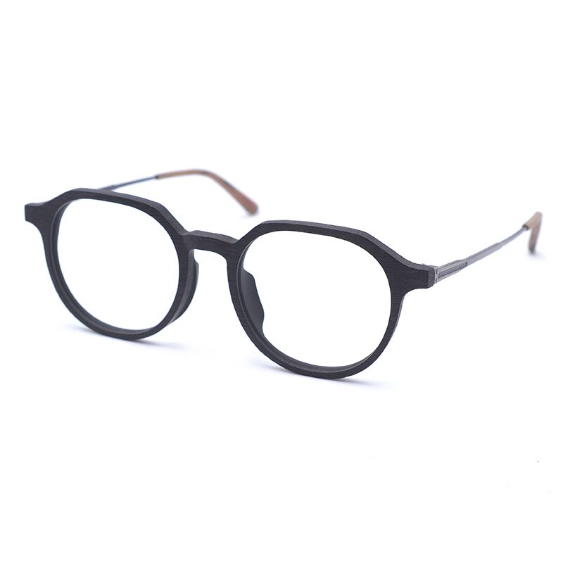 Hdcrafter Unisex Full Rim Round Wood Frame Eyeglasses Ft8861 Full Rim Hdcrafter Eyeglasses
