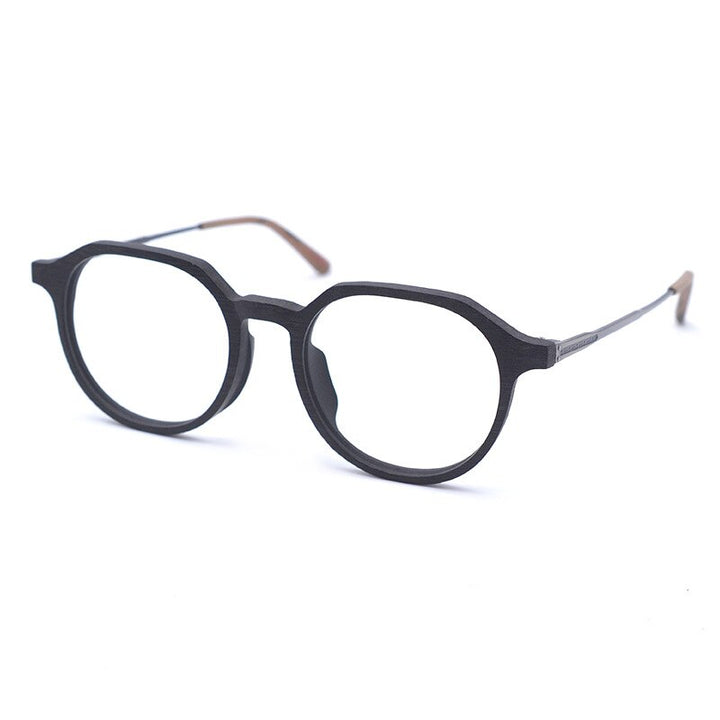 Hdcrafter Unisex Full Rim Round Wood Frame Eyeglasses Ft8861 Full Rim Hdcrafter Eyeglasses