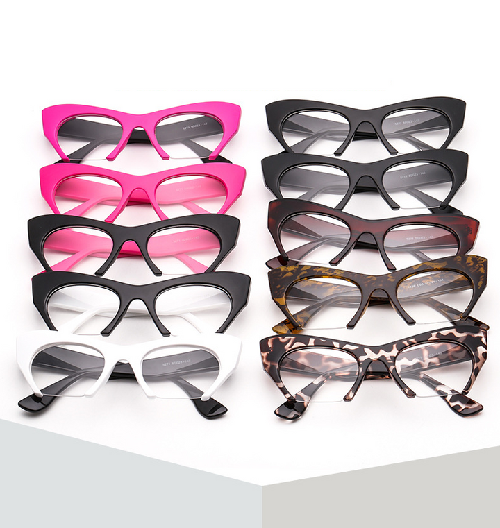 CCspace Unisex Semi Rim Cat Eye Resin Frame Eyeglasses 45292 Semi Rim CCspace