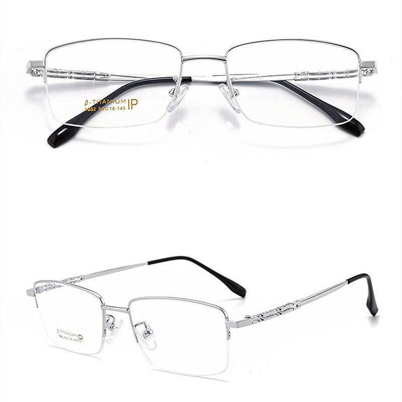 Yimaruili Men's Semi Rim β Titanium Frame Eyeglasses 1052 Semi Rim Yimaruili Eyeglasses Silver China