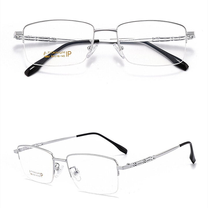 Yimaruili Men's Semi Rim β Titanium Frame Eyeglasses 1052 Semi Rim Yimaruili Eyeglasses Silver China