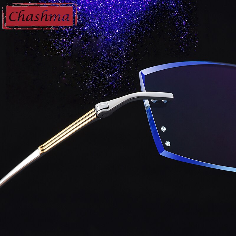 Chashma Ottica Unisex Rimless Rectangle Titanium Eyeglasses Tinted Lenses 9083 Rimless Chashma Ottica