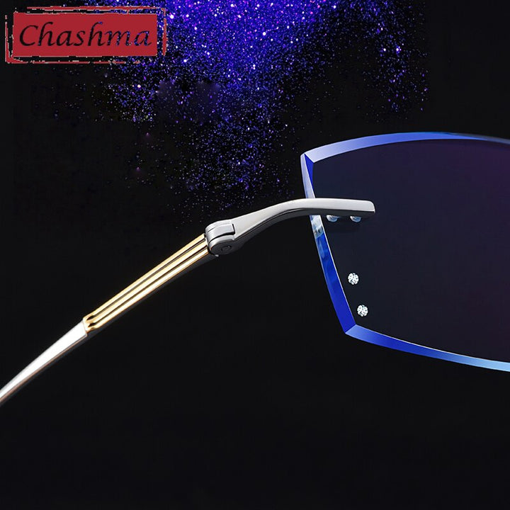 Chashma Ottica Unisex Rimless Rectangle Titanium Eyeglasses Tinted Lenses 9083 Rimless Chashma Ottica