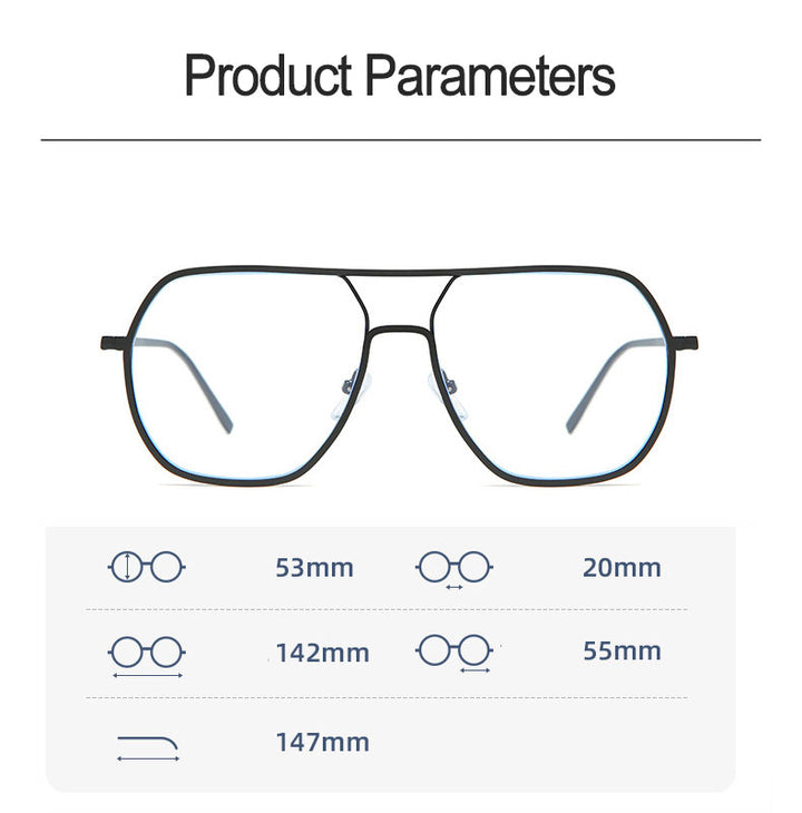 Hotony Unisex Full Rim Double Bridge Polygonal Alloy Frame Eyeglasses 60803 Full Rim Hotony