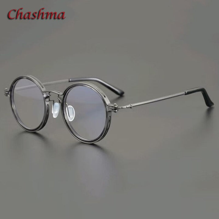 Chashma Ochki Unisex Full Rim Round Titanium Acetate Eyeglasses Z012 Full Rim Chashma Ochki C2  