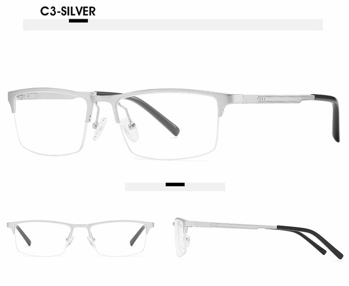 Hotony Unisex Semi Rim Square Alloy Frame Eyeglasses CX6342 Semi Rim Hotony