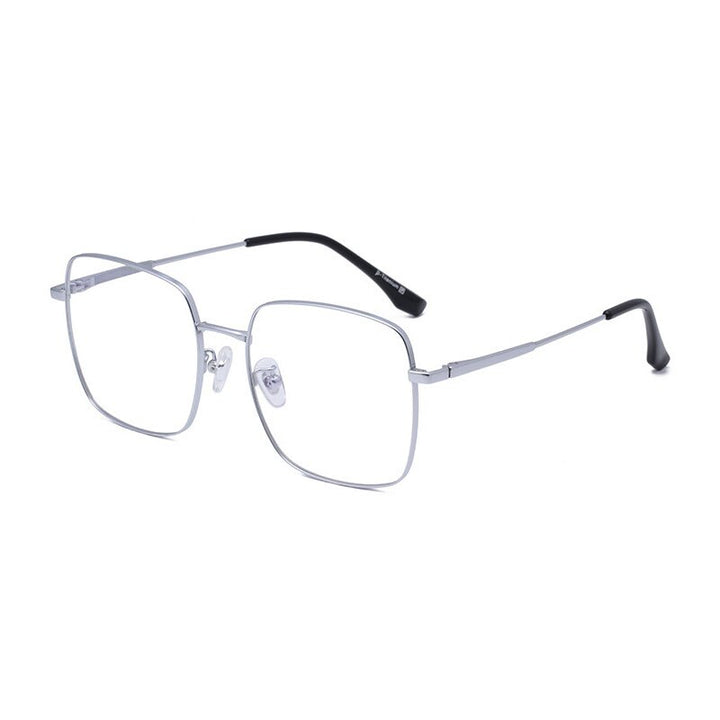 Hotony Unisex Full Rim Titanium Polygon Frame Eyeglasses 8004 Full Rim Hotony Silver