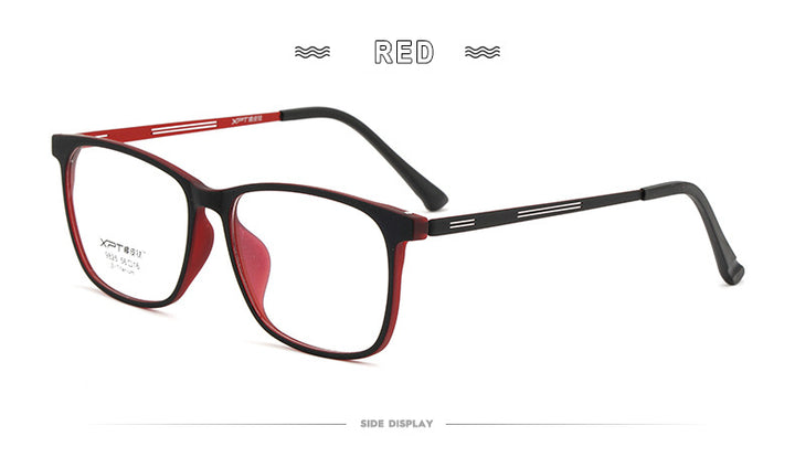 Hotony Unisex Full Rim Square TR 90 Resin B Titanium Frame Eyeglasses 9825 Full Rim Hotony