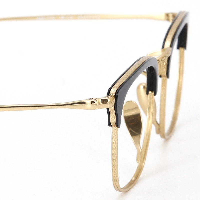 Muzz Men's Full Rim Square Titanium Acetate Frame Eyeglasses 1112 Full Rim Muzz