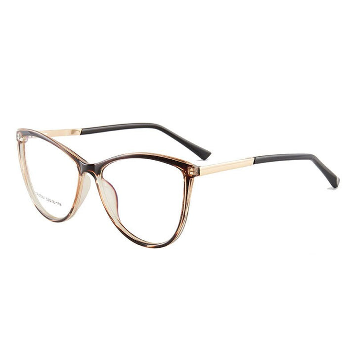 Hotony Woman's Full Rim Cat Eye TR 90 Resin Alloy Frame Eyeglasses 7001 Full Rim Hotony TEA