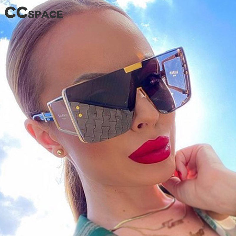 CCspace Unisex Full Rim Oversized Square One Lens Alloy Frame Sunglasses 46588 Sunglasses CCspace Sunglasses