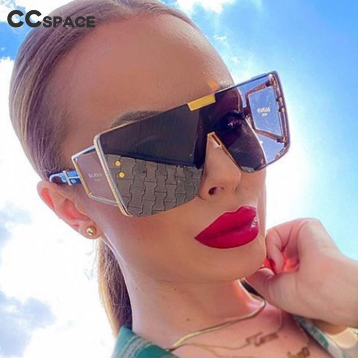 CCspace Unisex Full Rim Oversized Square One Lens Alloy Frame Sunglasses 46588 Sunglasses CCspace Sunglasses