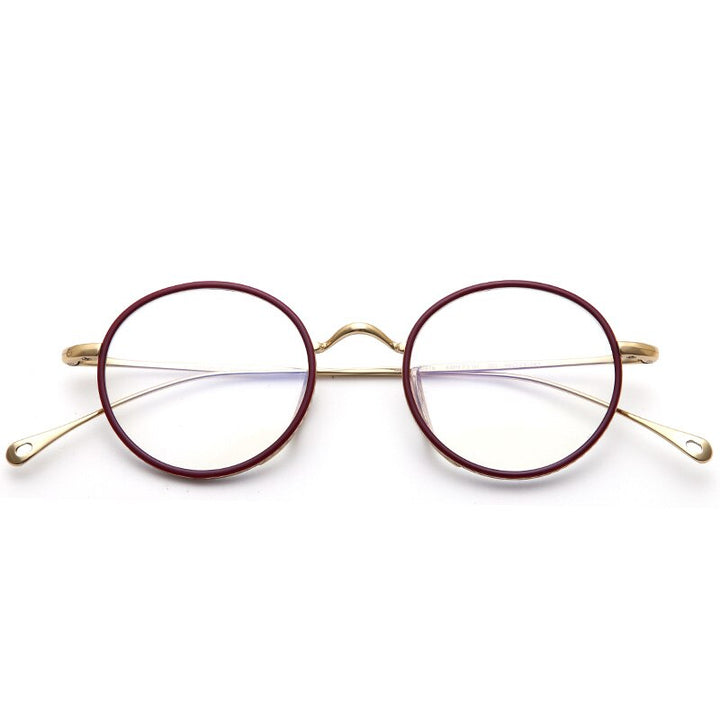 Muzz Men's Full Rim Round Titanium Acetate Frame Eyeglasses M70705 Full Rim Muzz C2