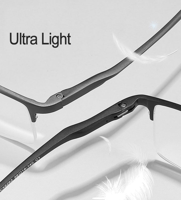 Hotochki Unisex Semi Rim Aluminum Magnesium Alloy Frame Eyeglasses 6297 Semi Rim Hotochki