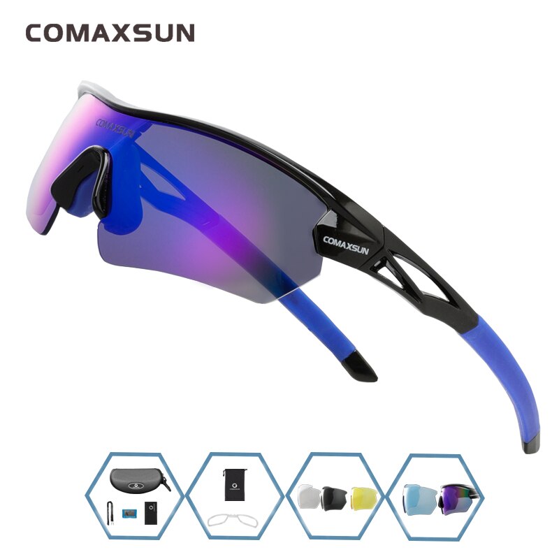 Comaxsun Unisex Polarized Tr 90 Sunglasses Rectangular STS821 Sunglasses Comaxsun Black Blue