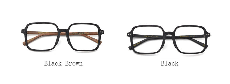 Hdcrafter Unisex Full Rim Oversized Square Wood Frame Eyeglasses 9105 Full Rim Hdcrafter Eyeglasses