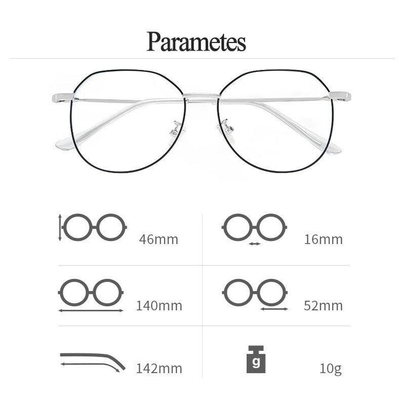 Hotony Unisex Full Rim Alloy Polygonal Frame Eyeglasses Zy9038 Full Rim Hotony