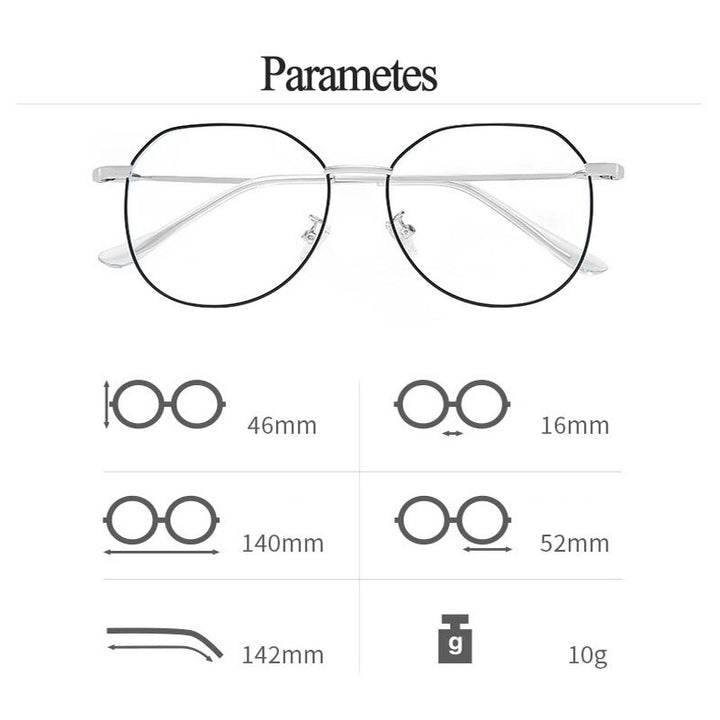 Hotony Unisex Full Rim Alloy Polygonal Frame Eyeglasses Zy9038 Full Rim Hotony