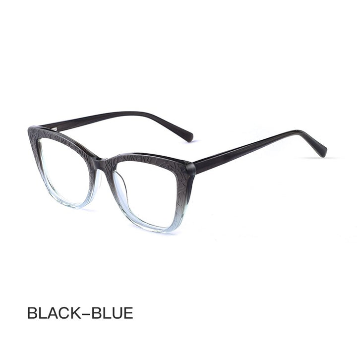 Hotochki Women's Full Rim Cat Eye TR-90 Resin Acetate Frame Eyeglasses Z508 Full Rim Hotochki Black Blue CN