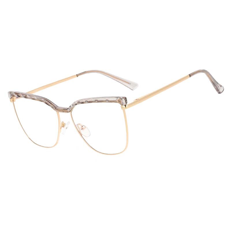 CCspace Unisex Full Rim Square Cat Eye Tr 90 Alloy Frame Eyeglasses 53366 Full Rim CCspace gray