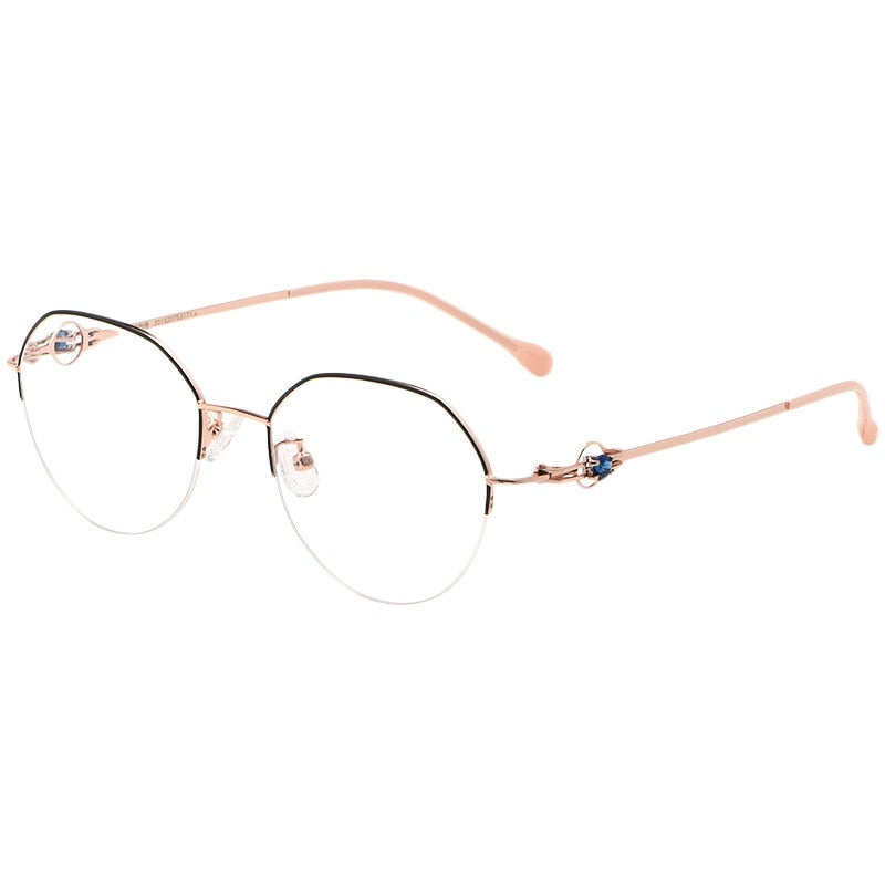 Yimaruili Unisex Semi Rim Alloy Frame Eyeglasses 8001Z Semi Rim Yimaruili Eyeglasses