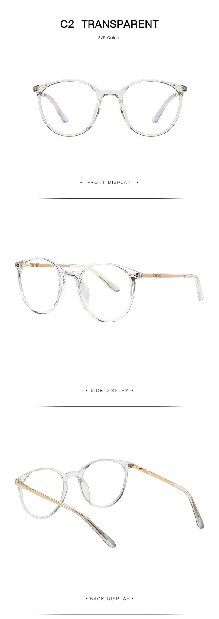 Hotochki Women's Full Rim Round TR-90 Resin Alloy Frame Eyeglasses 2055 Full Rim Hotochki