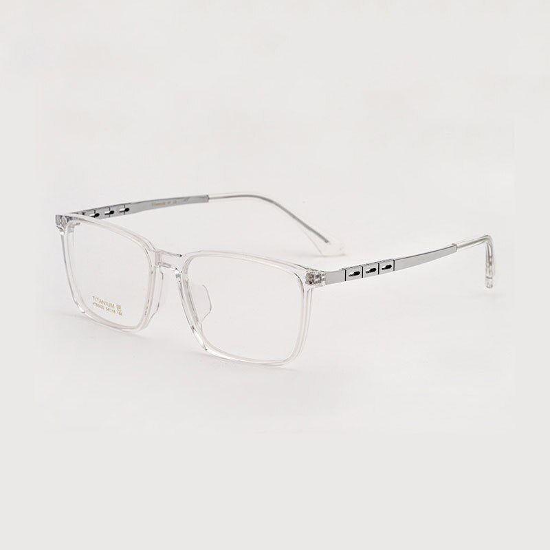 Hotony Men's Full Rim TR 90 Resin Titanium Square Frame Eyeglasses 5020 Full Rim Hotony TRANSPARENT