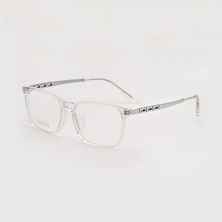 Hotony Men's Full Rim TR 90 Resin Titanium Square Frame Eyeglasses 5020 Full Rim Hotony TRANSPARENT