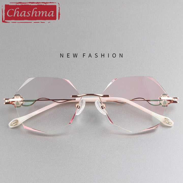 Chashma Women's Rimless Flat Top Polygon Titanium Eyeglasses 88050 Rimless Chashma