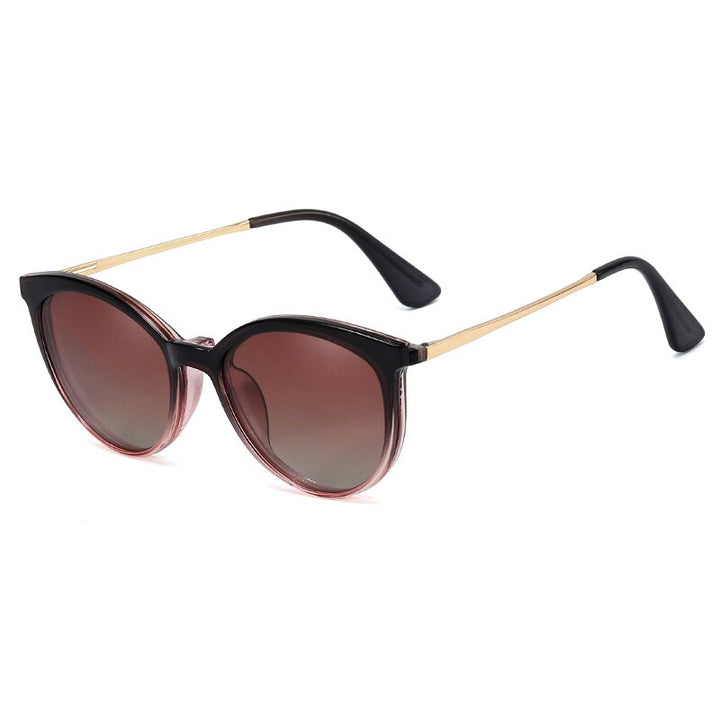 CCspace Unisex Full Rim Round Cat Eye Tr 90 Titanium Frame Eyeglasses Clip On Sunglasses 48344 With Clip Ons CCspace gray-pink