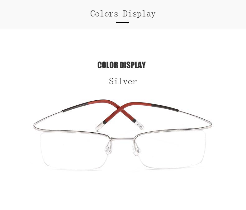 Hdcrafter Unisex Semi Rim Rectangle Titanium Frame Eyeglasses 9256 Semi Rim Hdcrafter Eyeglasses