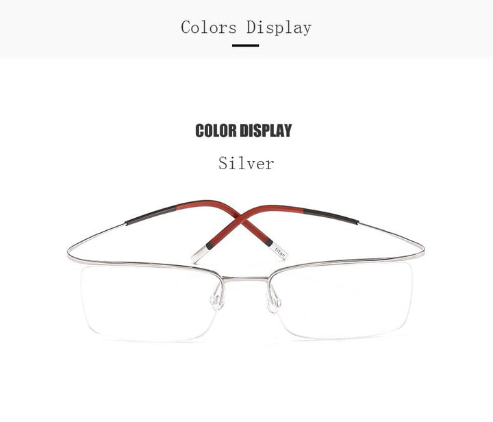 Hdcrafter Unisex Semi Rim Rectangle Titanium Frame Eyeglasses 9256 Semi Rim Hdcrafter Eyeglasses