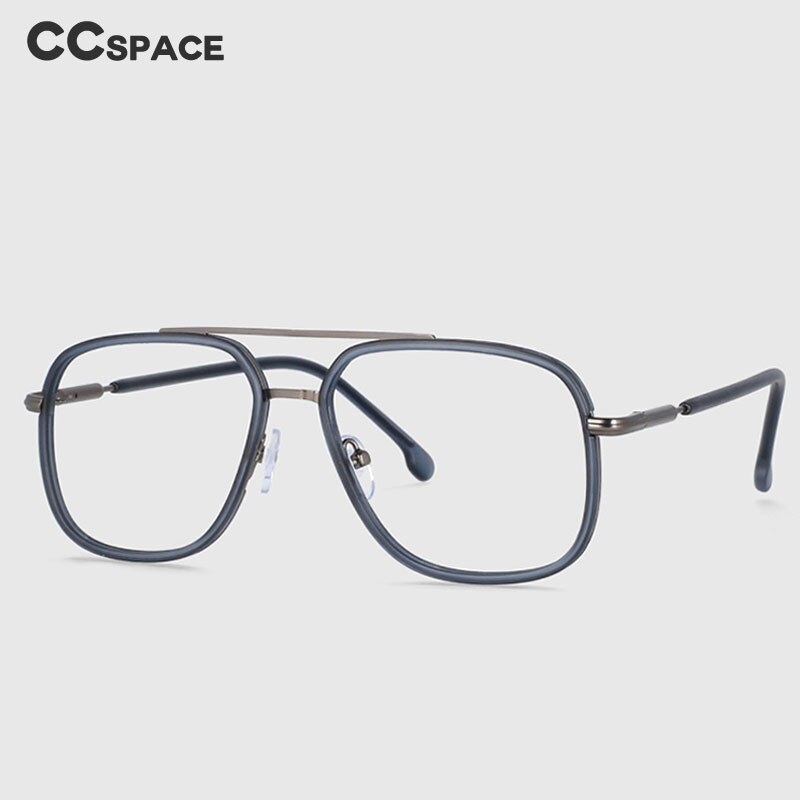 CCspace Unisex Full Rim Square Double Bridge Tr 90 Titanium Frame Eyeglasses 53947 Full Rim CCspace