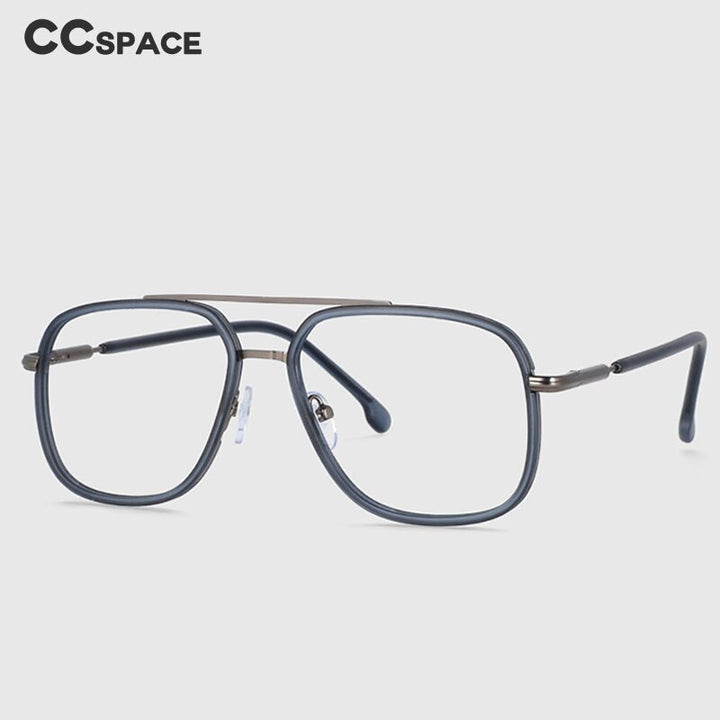 CCspace Unisex Full Rim Square Double Bridge Tr 90 Titanium Frame Eyeglasses 53947 Full Rim CCspace